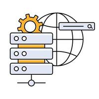 Server Illustration. Portion das Welt. mächtig Server, global erreichen. verbinden überall. effizient Server, nahtlos Operationen. vektor