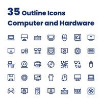 uppsättning översikt ikoner dator och hårdvara vektor