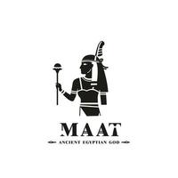 gammal egyptisk Gud maat silhuett, mitten öst Gud logotyp vektor