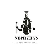 uralt ägyptisch Gott Nephthys Silhouette, Mitte Osten Gott Logo vektor