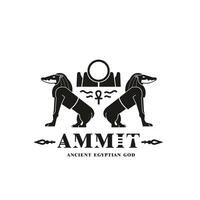 uralt ägyptisch Gott ammit Silhouette, Mitte Osten Gott Logo vektor