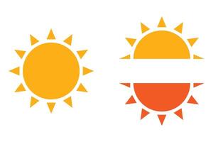 Hälfte Sonne Symbol eben Stil Sonnenuntergang Sommer- Hitze Symbol Vektor. vektor