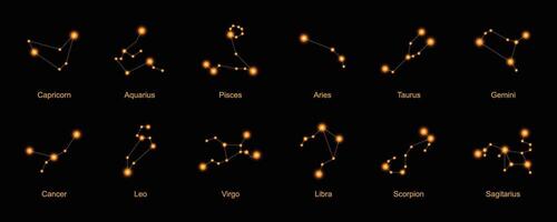 samling av stjärna konstellationer med namn vektor