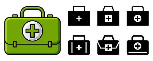 medicinsk väska ikon uppsättning, hälsa begrepp. enkel vektor för app, webb, affisch, social media.