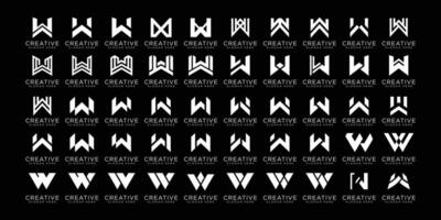uppsättning av brev w logotyp design mall vektor