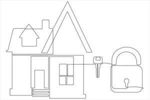 kontinuierlich Single Linie Kunst Zeichnung von ein Haus Vektor