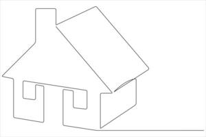 kontinuierlich Single Linie Kunst Zeichnung von ein Haus Vektor