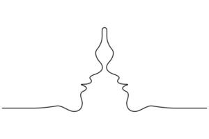 kyss dag kontinuerlig ett linje konst teckning av kyss ikon översikt vektor konst illustration