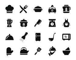 kök, restaurang, matlagning ikon uppsättning isolerat på vit bakgrund vektor