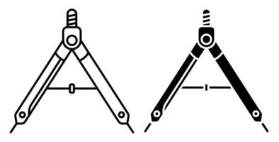 Zeichnung Kompass, Teiler zum Skizzierung. Ingenieur und Designer Werkzeug. linear Symbol. einfach schwarz und Weiß Vektor