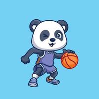 basketboll panda söt tecknad serie vektor