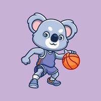 basketboll koala söt tecknad serie vektor