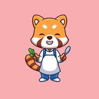 Koch rot Panda süß Karikatur vektor