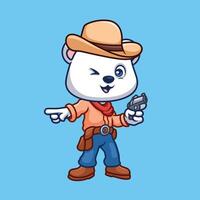 Cowboy Polar- Bär Karikatur vektor