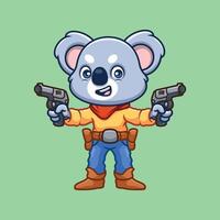 cowboy koala söt tecknad serie karaktär vektor