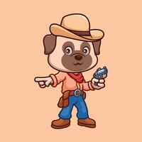 Kneipe Cowboy Hund Karikatur Illustration vektor