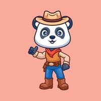 cowboy panda söt tecknad serie vektor