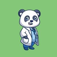 läkare panda söt tecknad serie vektor