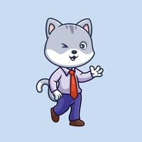 Manager grau Katze süß Karikatur vektor