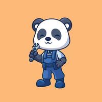 Mechaniker Panda süß Karikatur vektor