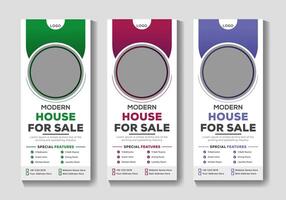 modern echt Nachlass rollen oben Banner Stand Vorlage Design vektor