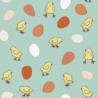 Ostern Eier und Küken Vektor nahtlos Muster.