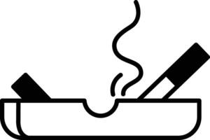 Zigarette Aschenbecher Glyphe und Linie Vektor Illustration