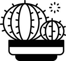 kaktus växt glyf och linje vektor illustration