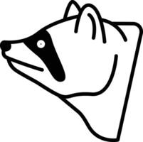 tvättbjörn ansikte glyf och linje vektor illustration