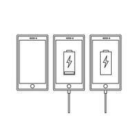 Hand gezeichnet Kinder Zeichnung Karikatur Vektor Illustration Smartphone Laden Symbol isoliert auf Weiß Hintergrund