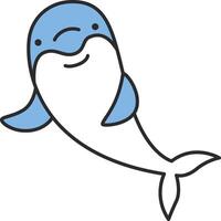 süß Karikatur Delfin Linie Symbol. Vektor Illustration auf Weiß Hintergrund.