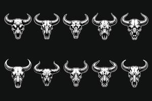 dunkel Kunst Schädel Tier Stier Kopf schwarz und Weiß Illustration vektor
