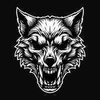 dunkel Kunst Schädel wütend Tier Wolf Kopf schwarz und Weiß Illustration vektor