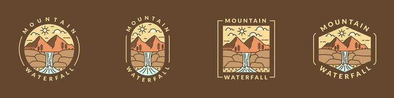 illustration av berg och vattenfall utomhus- monoline eller linje konst stil vektor
