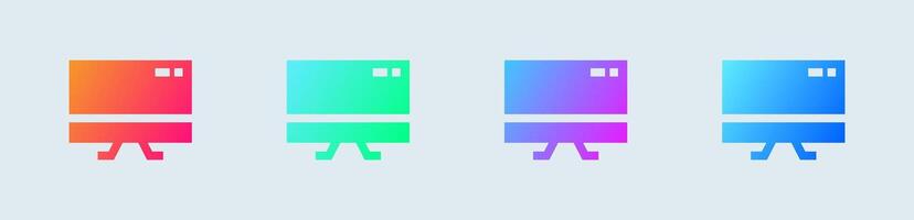 Anzeige solide Symbol im Gradient Farben. Bildschirm Gerät Zeichen Vektor Illustration.