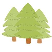 jul träd skog i tecknad serie hand dragen stil. vektor illustration kan Begagnade för kort. baner, affisch.