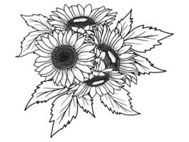 bukett blomma linje konst illustration vektor