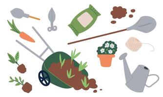 uppsättning av Utrustning för trädgårdsmästare, hortikultur och lantbruk. isolerat vektor illustration