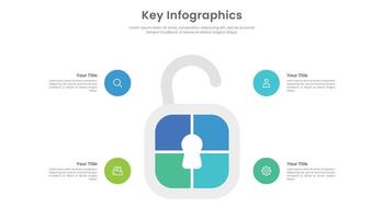 Schlüssel Infografik Konzept mit 4 Schritte zum Geschäft Präsentation vektor