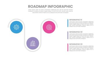 Geschäft Roadmap Zeitleiste Infografik mit 3 Schritte und Symbole vektor