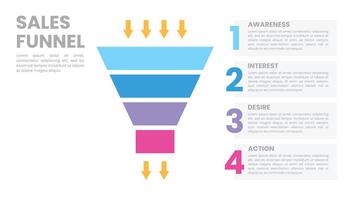 4 nivå försäljning tratt diagram för företag presentation vektor