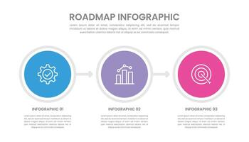 Geschäft Roadmap Zeitleiste Infografik mit 3 Schritte und Symbole vektor