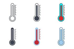 Thermometer Symbole mit anders Stile. Thermometer Symbol Vektor Illustration isoliert auf Weiß Hintergrund