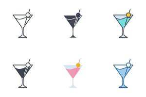 Martini glas ikoner med annorlunda stilar. cocktail symbol vektor illustration isolerat på vit bakgrund