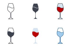Wein Glas Symbole mit anders Stile. Wein Symbol Vektor Illustration isoliert auf Weiß Hintergrund