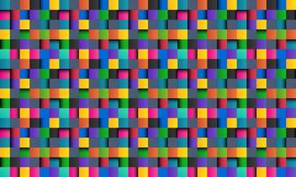färgrik fyrkant abstrakt bakgrund med svart rader, färgad fyrkant med skuggor, pixel mosaik, vektor illustration