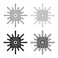 optisk kontakt hamn fiber kabel- laser stråle uppsättning ikon grå svart Färg vektor illustration bild fast fylla översikt kontur linje tunn platt stil