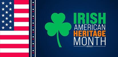 März ist irisch amerikanisch Erbe Monat Hintergrund Design Vorlage mit vereinigt Zustand und Irland National Flagge. verwenden zu Hintergrund, Banner, Plakat, Karte, und Poster Design Vorlage. Vektor Illustration
