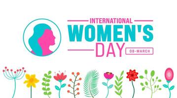 8 Mars är internationell kvinnors dag blomma bakgrund. använda sig av till bakgrund, baner, plakat, kort, och affisch design mall. vektor illustration.