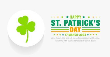 17 März ist glücklich st. Patrick's Tag Hintergrund mit Grün Blätter Hintergrund Vorlage. st Patrick Tag oder Heilige Patrick Tag Banner. verwenden zu Hintergrund, Plakat, Karte, und Poster Design Vorlage. vektor